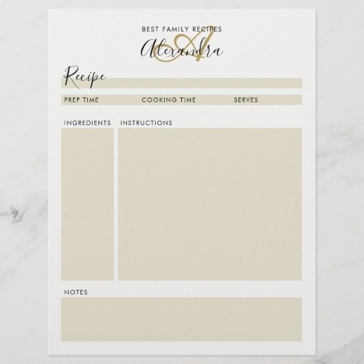 Elegant zwart monogram zwart goudvormig blad (Voorkant)