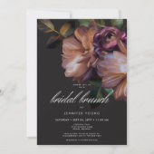 Elegant Zwart Moody Bloemen Bruidsbrunch Kaart (Voorkant)