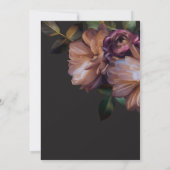 Elegant Zwart Moody Bloemen Bruidsbrunch Kaart (Achterkant)