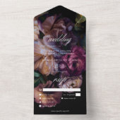 Elegant Zwart Moody Bloemen Bruiloft Diner All In One Uitnodiging (Binnen)