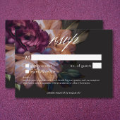 Elegant Zwart Moody Bloemen Bruiloft Geen Diner RSVP Kaartje