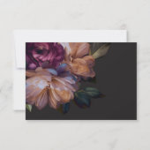 Elegant Zwart Moody Bloemen Bruiloft QR Code RSVP Kaartje (Achterkant)