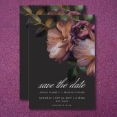 Elegant Zwart Moody Bloemen Bruiloft Save The Date