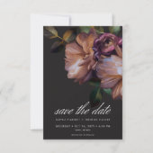Elegant Zwart Moody Bloemen Bruiloft Save The Date (Voorkant)