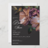 Elegant Zwart Moody Bloemen Vrijgezellenfeest Kaart (Voorkant)