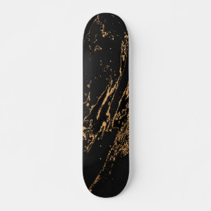 Elegant zwart namaak goud marmer persoonlijk skateboard