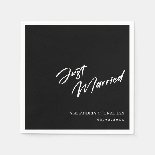 Elegant zwart net getrouwd aangepaste bruiloft ser servet (Voorkant)