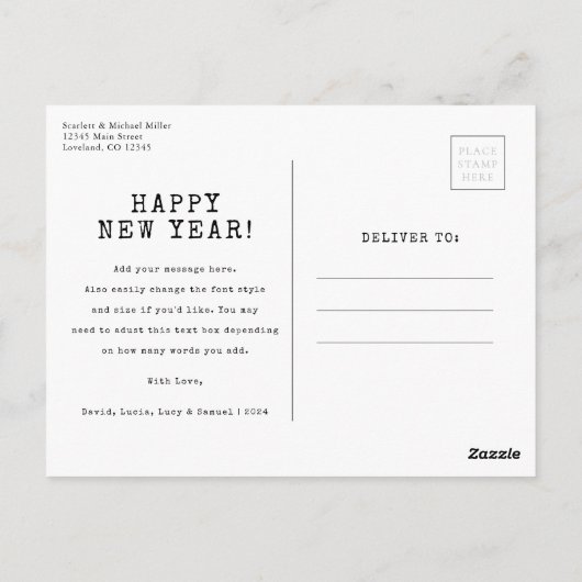 Elegant zwart nieuwjaar foto vakantie Briefkaart (Achterkant)