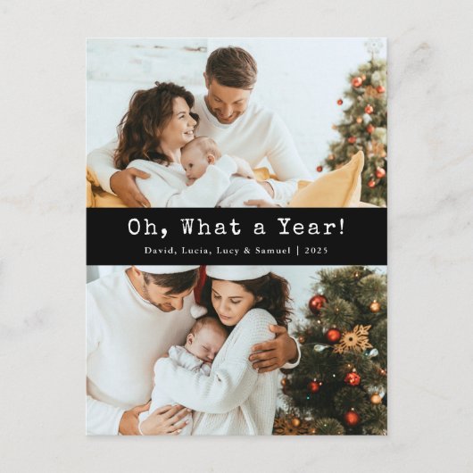 Elegant zwart nieuwjaar foto vakantie Briefkaart (Voorkant)