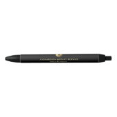 Elegant Zwart Notaris Goud Monogram Promotie Zwarte Inkt Pen (Voorkant)