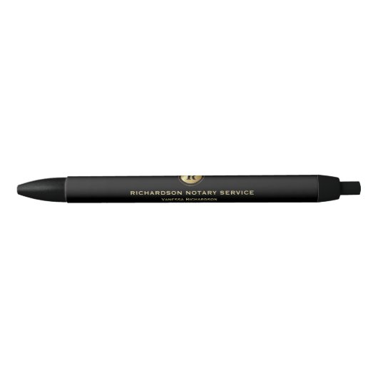Elegant Zwart Notaris Goud Monogram Promotie Zwarte Inkt Pen (Voorkant)