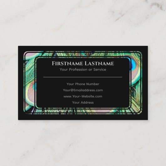 Elegant zwart omhuld blauw blauw groen visitekaartje (Achterkant)