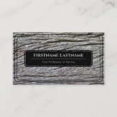 Elegant zwart omhuld houten stijve graan grijs visitekaartje (Voorkant)