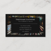 Elegant zwart omhuld neonlicht rond visitekaartje (Achterkant)