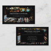 Elegant zwart omhuld neonlicht rond visitekaartje (Voorkant / Achterkant)