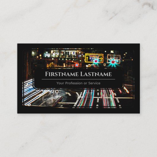 Elegant zwart omhuld neonlicht rond visitekaartje (Voorkant)