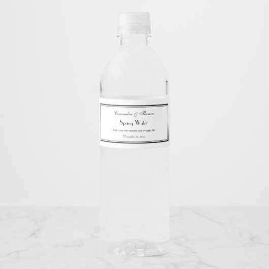 Elegant Zwart Omrande H Waterfles Label Etiket (Voorkant)