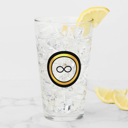 Elegant zwart oneindigheidssymbool glas (Achterkant ijs)