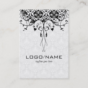 Elegant zwart op wit look  bloemdamast visitekaartje