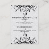 Elegant zwart op wit look  bloemdamast visitekaartje (Achterkant)