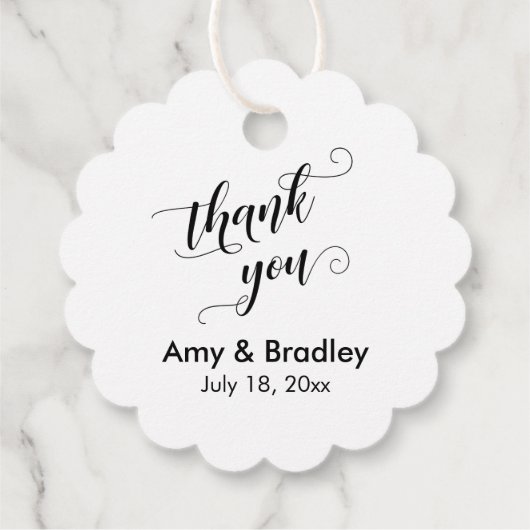 Elegant, zwart op witte bruiloft Dank je Bedankjes Labels (Achterkant)