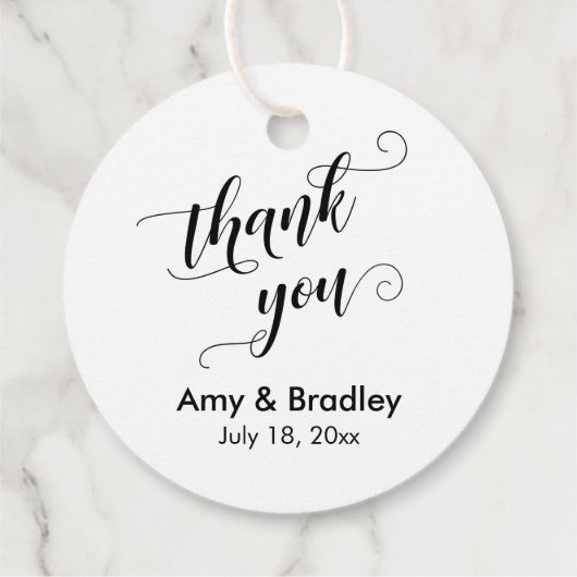Elegant, zwart op witte bruiloft Dank je Bedankjes Labels (Achterkant)