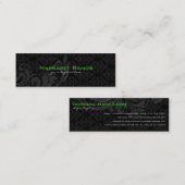 Elegant zwart op zwart bloemdamast mini visitekaartje (Voorkant / Achterkant)