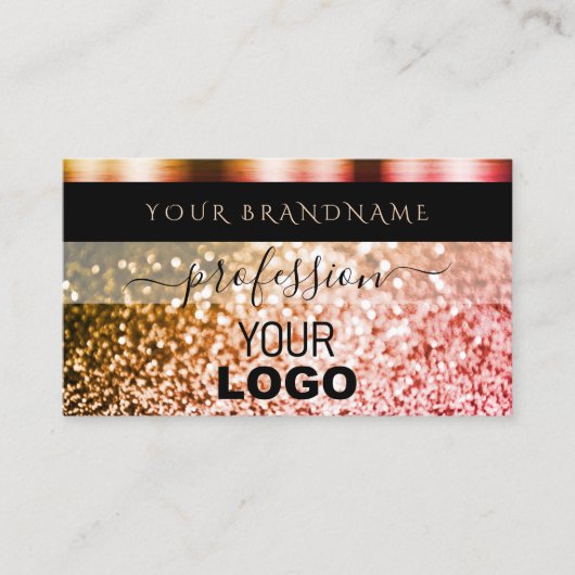 Elegant zwart Oranje roze mest glitter toevoegen L Visitekaartje (Voorkant)