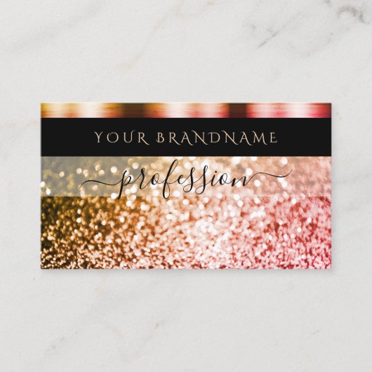 Elegant zwart Oranje Roze Sparkle Glitter Shimmery Visitekaartje (Voorkant)
