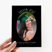 Elegant zwart ovaal Afstuderen foto Dank u Bedankkaart
