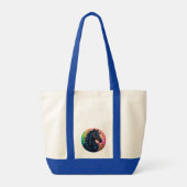 Elegant zwart paard met levendige achtergrond tote bag (Achterkant)