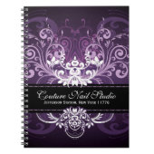 Elegant zwart Paars en witte tinten  Lijst Notitieboek (Voorkant)