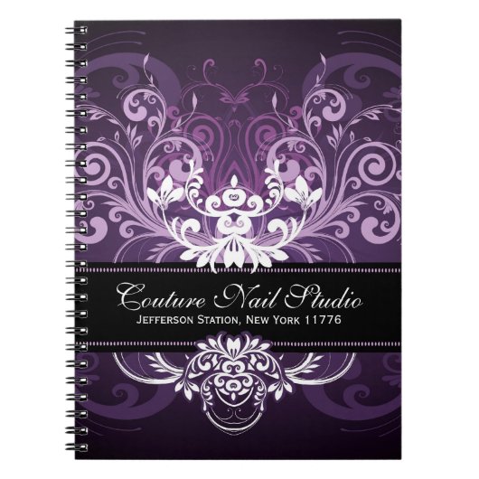 Elegant zwart Paars en witte tinten  Lijst Notitieboek (Voorkant)
