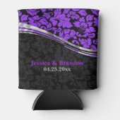 Elegant zwart-Paarse Damasjes met zilveraccessoire Blikjeskoeler (Voorkant)