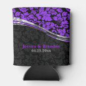 Elegant zwart-Paarse Damasjes met zilveraccessoire Blikjeskoeler (Achterkant)