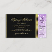 Elegant zwart Paarse Glitter Gold Border Monogram Visitekaartje (Achterkant)