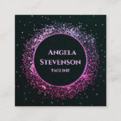 Elegant zwart Paarse glitter Visitekaartje (Voorkant)