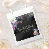 Elegant Zwart Paarse Gotische Bloemen Schedel Brui Bedankzakje (Geknipt)