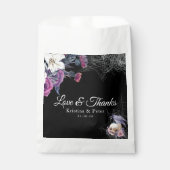 Elegant Zwart Paarse Gotische Bloemen Schedel Brui Bedankzakje (Voorkant)