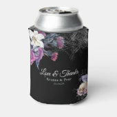 Elegant Zwart Paarse Gotische Bloemen Schedel Brui Blikjeskoeler (Blikje Achterkant)