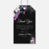Elegant Zwart Paarse Gotische Bloemen Schedel Brui Cadeaulabel (Voorkant)