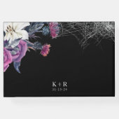 Elegant Zwart Paarse Gotische Bloemen Schedel Brui Gastenboek (Achterkant)