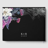 Elegant Zwart Paarse Gotische Bloemen Schedel Brui Gastenboek (Achterkant)