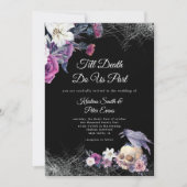 Elegant Zwart Paarse Gotische Bloemen Schedel Brui Kaart (Voorkant)