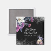 Elegant Zwart Paarse Gotische Bloemen Schedel Brui Magneet (Voorkant / Achterkant)