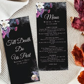 Elegant Zwart Paarse Gotische Bloemen Schedel Brui Menu