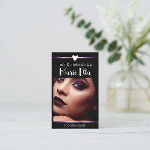 Elegant Zwart Paarse Lijnen Foto QR Code Sjabloon Visitekaartje