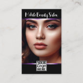 Elegant Zwart Paarse Logo Foto QR Code Sjabloon Visitekaartje (Voorkant)