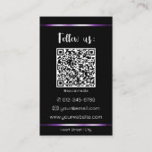Elegant Zwart Paarse Logo Foto QR Code Sjabloon Visitekaartje (Achterkant)