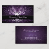 Elegant Zwart Paarse & Witte Tonen  Lijst 2 Visitekaartje (Voorkant / Achterkant)